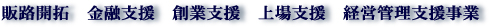 販路開拓　金融支援　創業支援　上場支援　経営管理支援事業